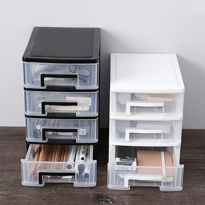 STOBOK 2pcs Transparent Drawer Type Storage Box Layers Mini Organizer for Cosmetics Sundries White Clear Plastic Makeup Storage for Desktop - Image 2