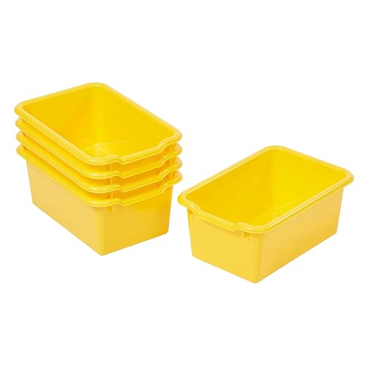 ECR4Kids Scoop Front Storage Bin, Multipurpose Organization, Yellow, 5-Piece by ECR4Kids