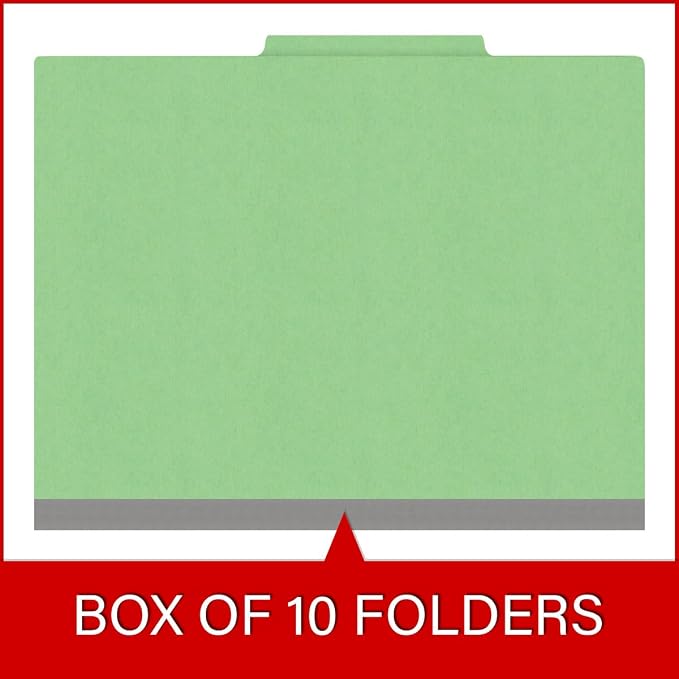 Heavy Duty End Tab Color Folders, 2/5 Cut ROC Top Tab, Letter Size, 1 Divider, Green (Box of 10) - Image 6