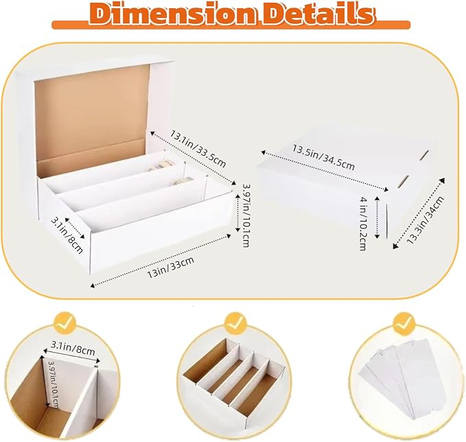 4 Set Sports Card Storage Boxes 3150 Count Bulk Card Trading Cards Collection Box Cardboard Card Storage Box for Card Game Baseball Card Sorting Tray Cases Cards with 4 Dividers Collector - Image 2