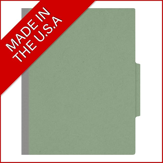 25 Pt. Pressboard Classification Folders, 2/5 Cut ROC Top Tab, Letter Size, 3 Dividers, Green (Box of 10) - Image 5