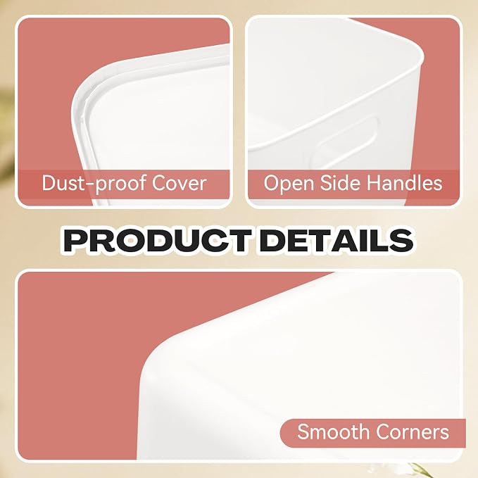 16 Pack Plastic Storage Bins with Lids Stackable Classroom Organization Bins 4 Size Combination Craft Organizers for Home Office, Organize Craft Shoes Tools Snacks(White) - Image 4