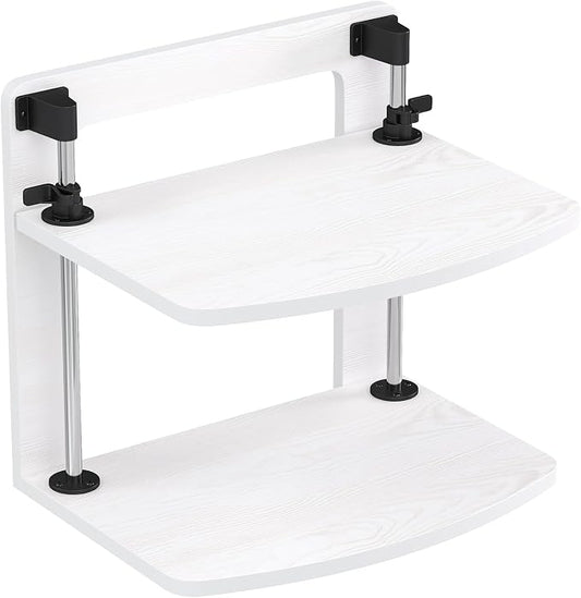 15.6 14 13.3 Inch Laptop Computer Monitor Stand Riser for Reduced Neck Strain, Adjustable Height Desk Shelf Organizer Monitor Riser Stand for PC Monitor Laptop - Withe - Wood Grain, MR01-L by WikrOck