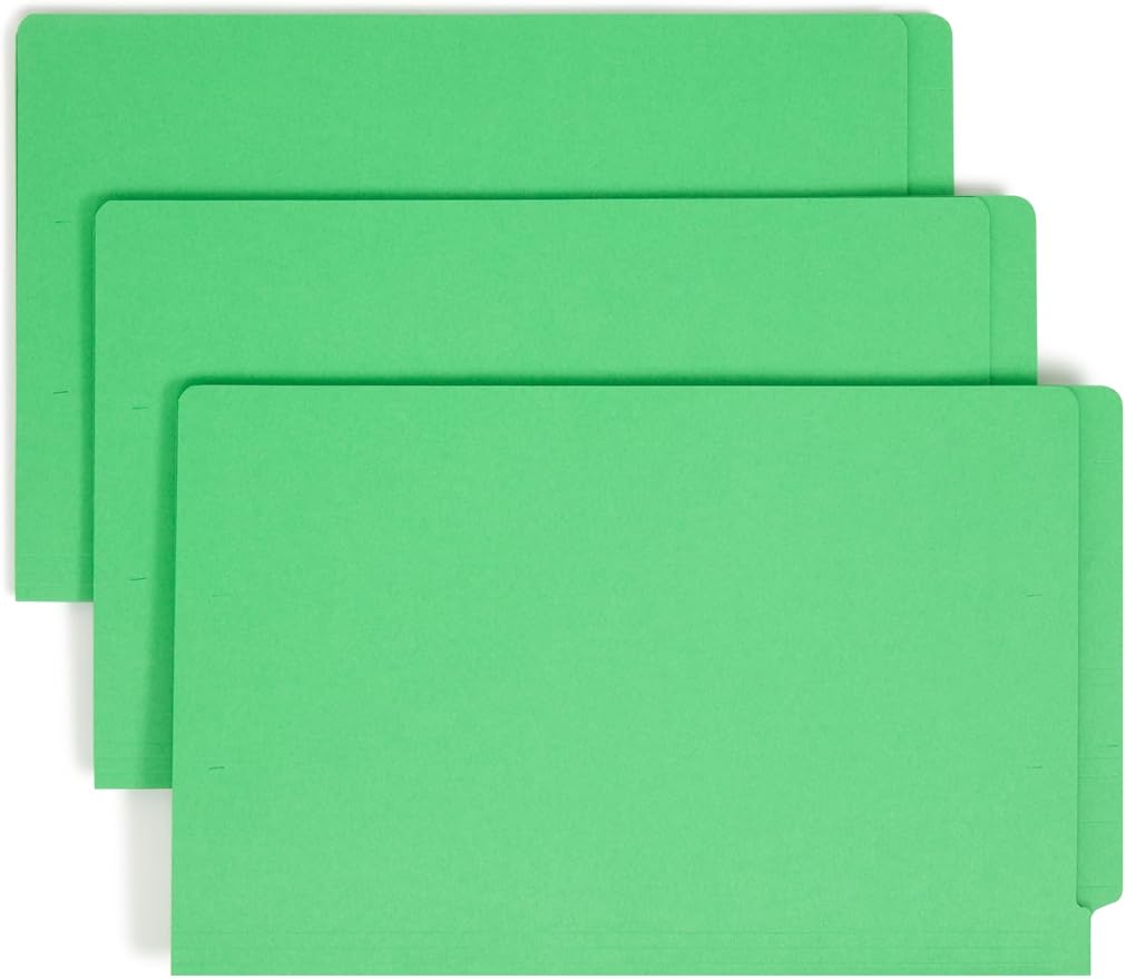 Smead End Tab File Folder, Shelf-Master Reinforced Straight-Cut Tab, Legal Size, Green, 100 per Box (28110) by SMEAD