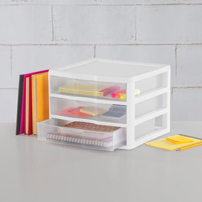 Sterilite Wide 3-Drawer Storage Unit for Bedroom and Dresser, 6-Pack | Organizing Plastic Storage Drawers and Containers for Home, Office, Desk, Clothes, Kitchen, and Pantry - Image 2