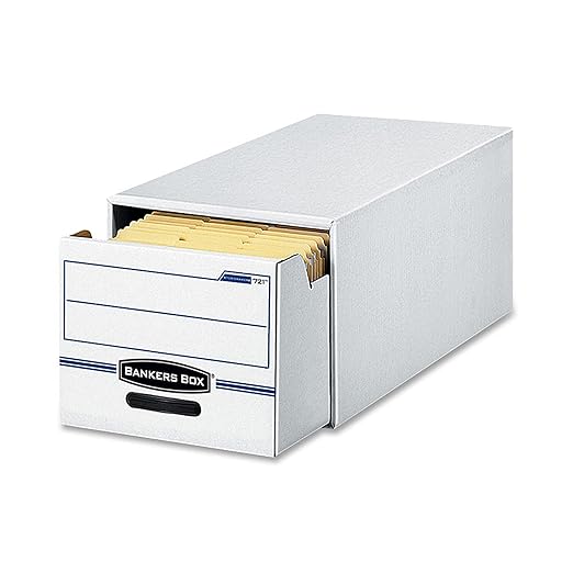 Fellowes Bankers Box® Stor/Drawer® File, Letter Size, 11 1/2" x 14" x 25 1/2", White/Blue, Pack Of 6 by FellowesBrands
