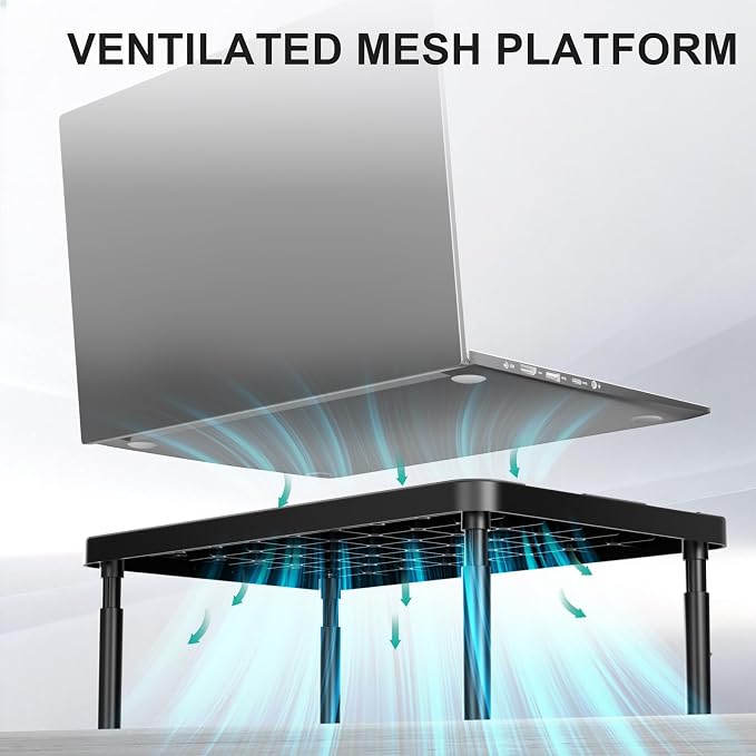 WALI Dual Monitor Riser for Desk, Adjustable Laptop Riser, up to 44 lbs | Computer Monitor Stand with Airflow Vents, Fits Monitors, Notebook, Printers, for Home, Office, School (PTT001‑2), 2 Pack - Image 4