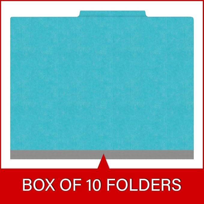 Heavy Duty End Tab Color Folders, 2/5 Cut ROC Top Tab, Letter Size, 2 Divider, Light Blue (Box of 10) - Image 6