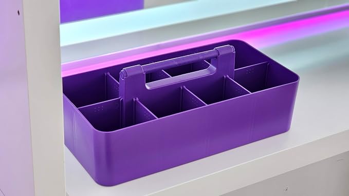 -Large Portable Caddy, DIY Dividers, 8 Compartments, School Office Supplies Home Business Organizer,Portable Basket with Handle Made in USA (4 PACK, Royal Purple) - Image 5
