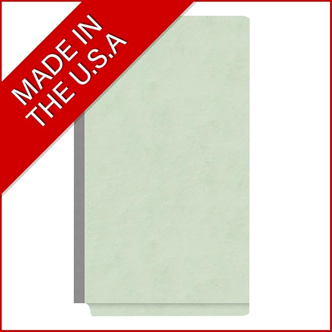 Ecom Folders End Tab Pressboard Classification Folders | Legal Size 25 Pt Stock with 2 Dividers and 2" Tyvek Expansion | Medical, Legal & Office Records Organizer | Pale Green, Box of 10 - Image 5