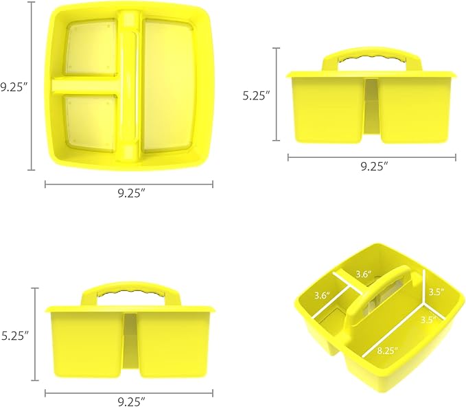 Storex 3-Compartment Small Caddy – Multipurpose Classroom Organizer with Handle, Yellow, 12-Pack (00950U06C) - Image 9