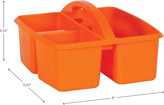 Teacher Created Resources Assorted Bright Colors Portable Plastic Storage Caddy 6-Pack for Classrooms, Kids Room, and Office Organization, (Lime, Orange, Pink, Purple, Teal, and Yellow) 3 Compartment - Image 2