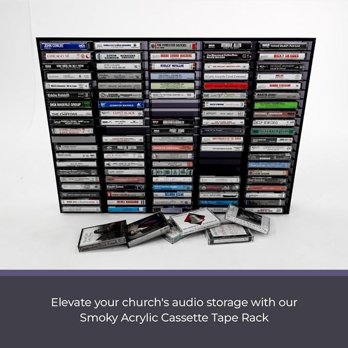 Kingdom Smoky Acrylic Wall Mount Cassette Tape Rack/Stamp Pad Rack for Easy Sorting and Organizing of Cassette Tapes, Stamp Pads, Playing Cards, Card Decks and More,100 Slots - Image 4