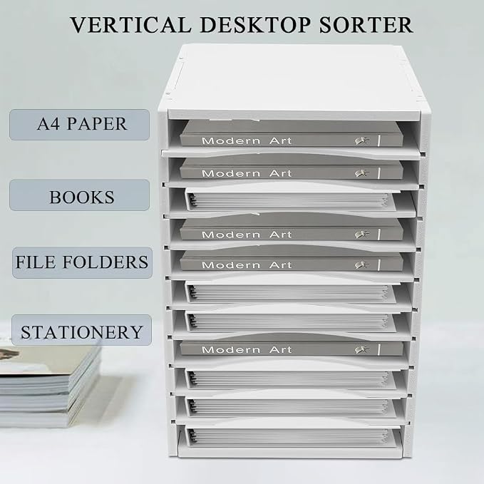Mail Organizer 11 Slots, Literature Organizer for Classroom, Office, Home | PVC Materials & Adjustable Dividers | to Organize Files, Documents, Letters, Card Stock | 10.6''W*11.8''D*15.7''H - Image 2