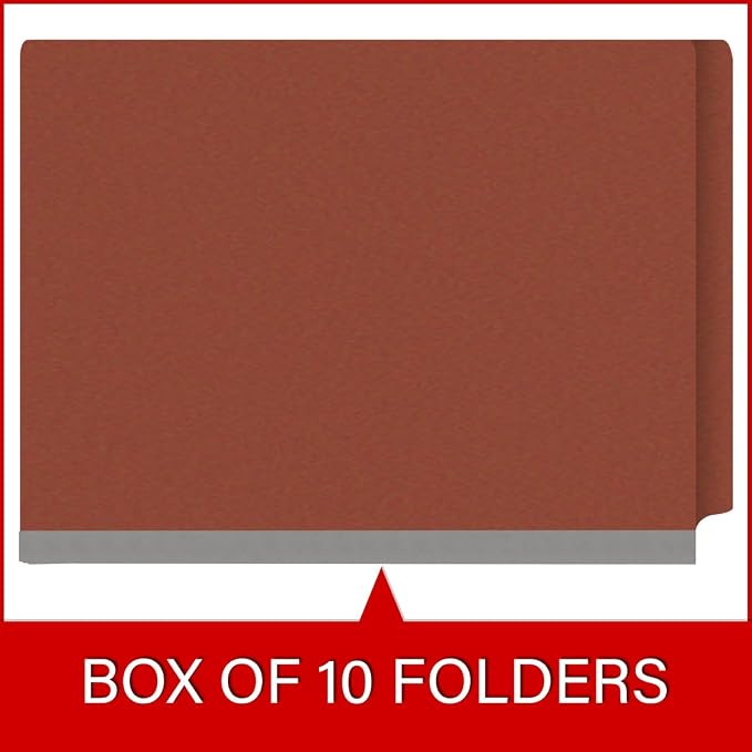 25 Pt. Pressboard Classification Folders, Full Cut End Tab, Letter Size, 2 Dividers, Brick Red (Box of 10) - Image 6