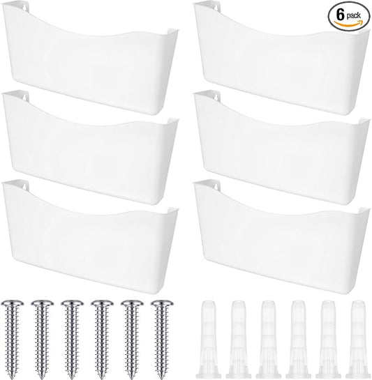 Colarr 6 Pack Expandable Pocket Wall File Holder Plastic Hanging Wall Organizer Space Saving Wallmount File Holder for Office Mail Letter Magazine(White) by Colarr