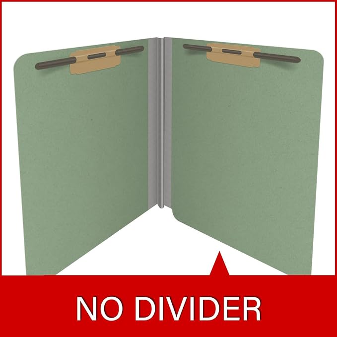 End Tab Pressboard Folders, Letter Size, 2" exp, Fasteners Pos #1 & #3, Green (Box of 25) - Image 8