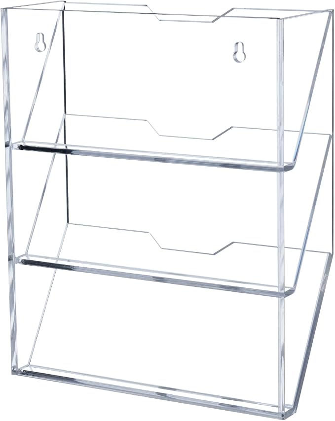 MyGift 3 Tier Acrylic Mail Sorter Wall Mounted Letter Holder Rack | Three Tier Design, Clear Acrylic Construction, Wall Mount Storage, Paperwork Organization, Entryway & Office Solution - Image 7