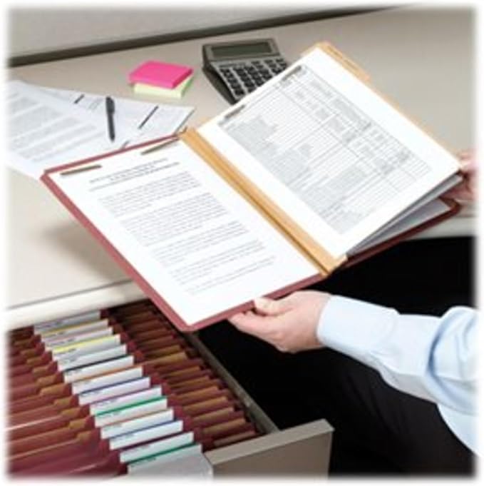 Smead, Value Filing, 100% Recycled Pressboard Classification File Folder, 2 Dividers, 2" Expansion, Legal Size, Red, 10 per Box - Image 7