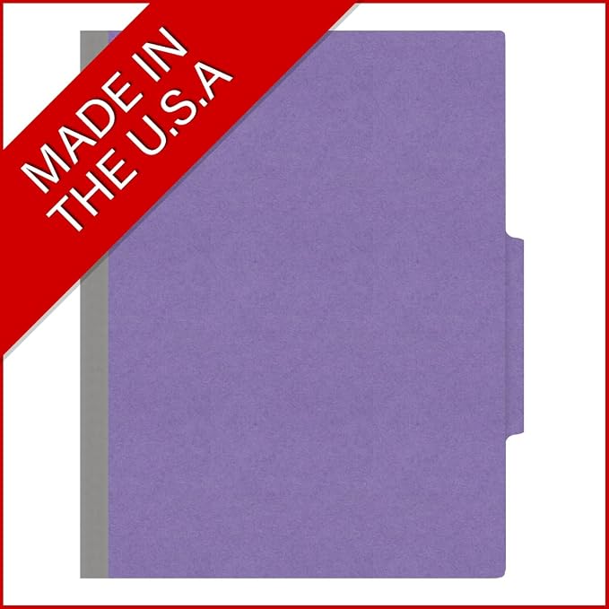 Heavy Duty End Tab Color Folders, 2/5 Cut ROC Top Tab, Letter Size, 1 Divider, Purple (Box of 10) - Image 5