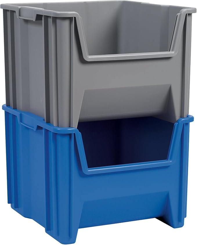 Akro-Mils 13017 Stak-N-Store Heavy Duty Stackable Open Front Plastic Storage Container Bin, (15" x 20" x 12-1/2"), Red, (3-Pack) - Image 4