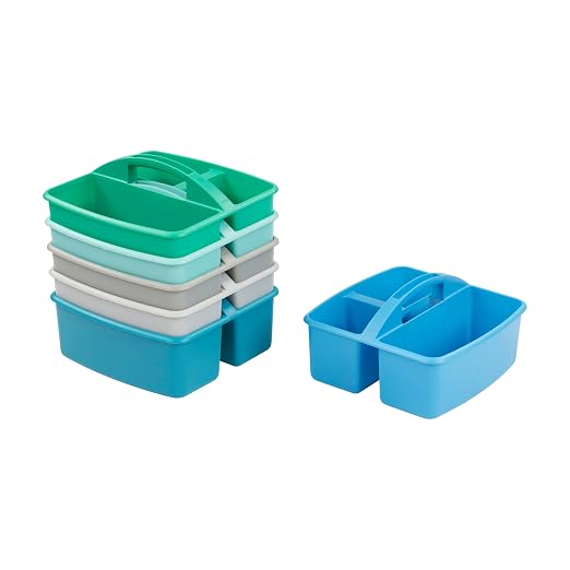 ECR4Kids 3-Compartment Small Plastic Caddy, Multipurpose Organization, Contemporary, 6-Pack by ECR4Kids