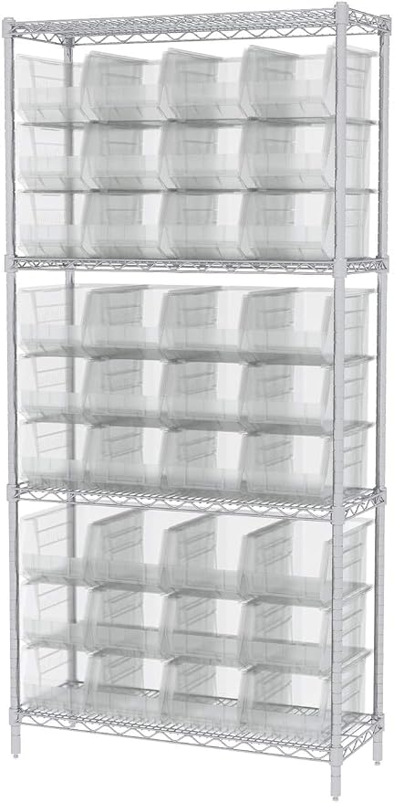 Akro-Mils 30240 AkroBins Plastic Storage Bins, 15"x8"x7", Clear, 12-Pack | Space-Saving Stackable Bins for Garage, Pantry, Craft Organization - Image 10