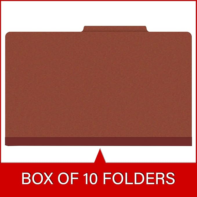25 Pt. Pressboard Classification Folders, 2/5 Cut ROC Top Tab, Legal Size, No Dividers, Brick Red (Box of 25) - Image 6
