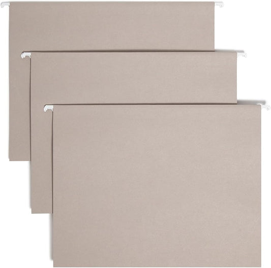 Smead Colored Hanging File Folder with Tab, 1/5-Cut Adjustable Tab, Letter Size, Gray (64063), (Pack of 10, 250 Count Total) by SMEAD