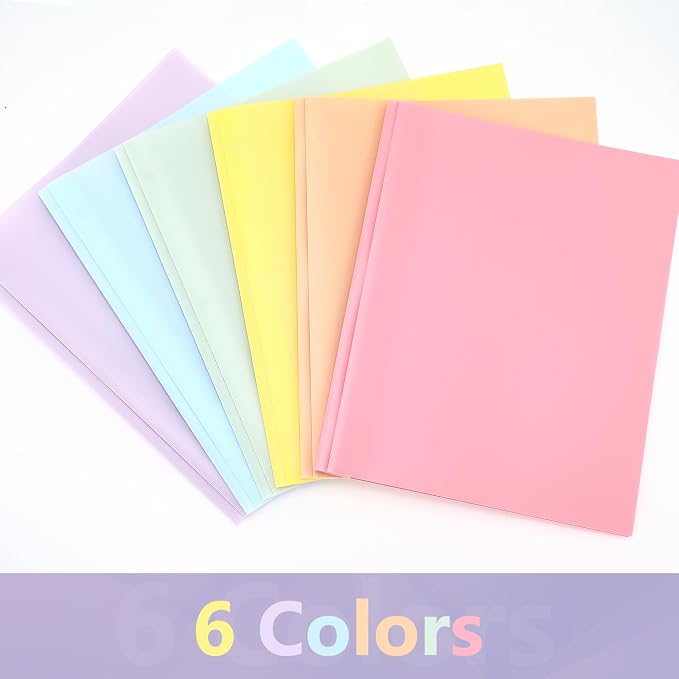 Cholemy 72 Packs Pocket Folders with Prongs Heavy Duty Plastic Folder with Business Card Slot 3 Prong Fasteners for School Office (Vibrant) - Image 4