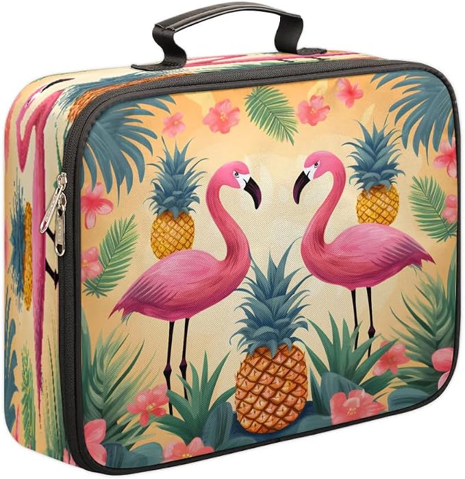 File Organizer Tropical Leaves Flamingo Pineapple Document Organizer with Handle Portable File Organizer Bag Home Travel Storage Bags for Files Laptop Certificates by Gublec