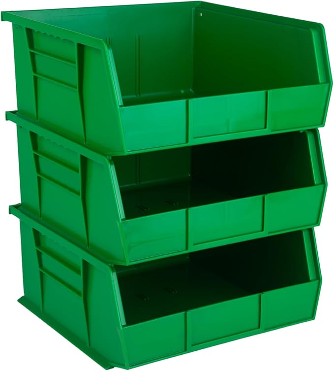 HE HUDSON EXCHANGE 11" x 11" x 5" (3 Pack) Plastic Stackable Storage Bin, Green by HudsonExchange