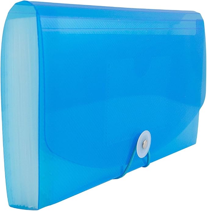 JAM PAPER Accordion Folders - 13 Pocket Plastic Expanding File - Check Size - 5 x 10 1/2 - Blue - 2/Pack - Image 2
