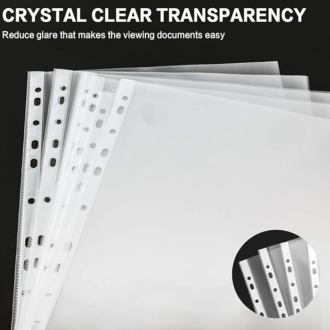 Sheet Protectors, PANDRI 800 Pack Clear Heavy Duty Plastic Page Protectors Sheet Reinforced 11-Hole Fit for 3 Ring Binder Fits Standard 8.5 x 11 Paper, 9.25 x 11.25 Top Loaded, Excluding Acid - Image 5