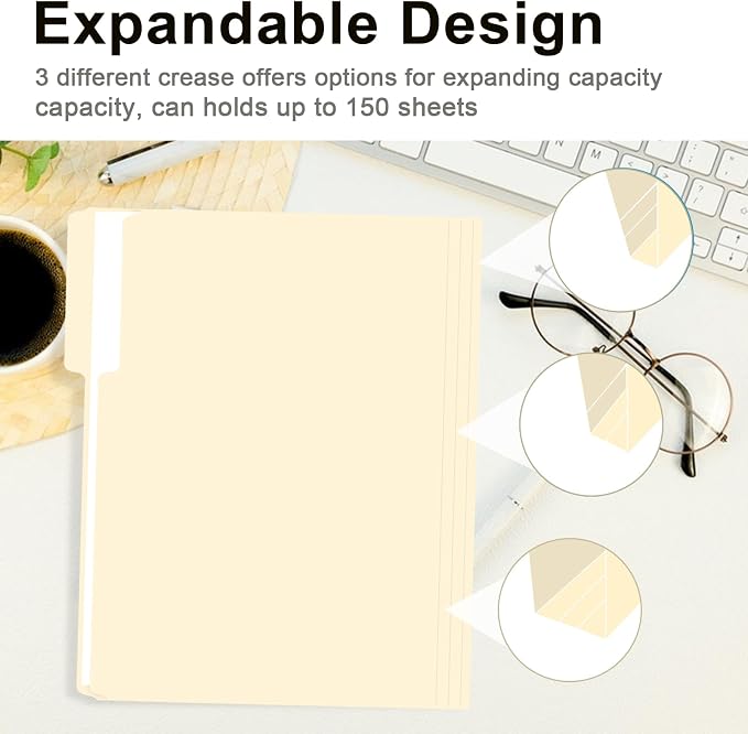 File Folder, RAZCC 250 Pack 1/3 Cut Tab File Folders Letter Size, Manila Folders, Folders with Tab, Great for Organizing and Easy File Storage - Image 5