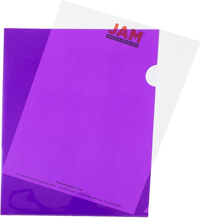 JAM PAPER Plastic Sleeves - Letter Size - 9 x 11 1/2 - Purple Project Pockets - 120 Bulk Page Protectors/Pack by JAMPaper