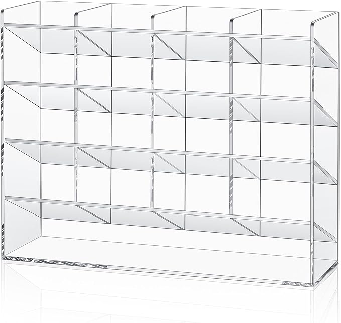 MotiMind Acrylic Pen Organizer Storage for 200 Markers Vertical Marker Organizer Acrylic Pen Display Holder for Office Desk Desktop Stationery Pencil Storage, Clear, 13 x 4 x 10.2 Inch by MotiMind