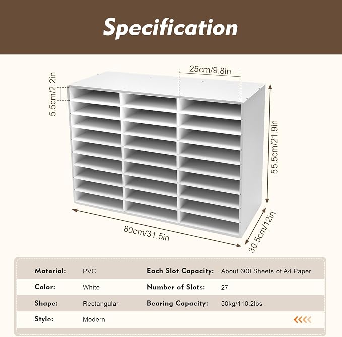Desktop Literature Organizer, Vertical Desktop Sorter Paper Organizer | Adjustable File Sorter Mail Center Magazine Holder, Paper Storage Cabinet Classroom Mailbox - Image 2