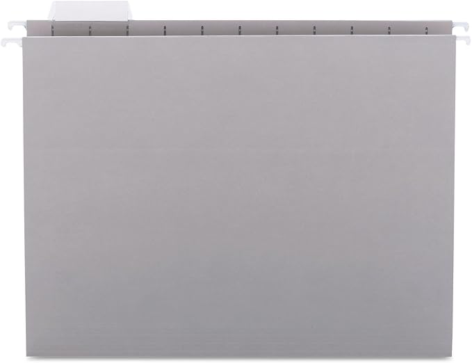 Smead Colored Hanging File Folder with Tab, 1/5-Cut Adjustable Tab, Letter Size, Gray, 25 per Box (64063) (Pack of 1) by SMEAD