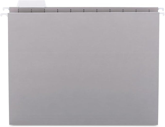 Smead Colored Hanging File Folder with Tab, 1/5-Cut Adjustable Tab, Letter Size, Gray, 25 per Box (64063) (Pack of 1) by SMEAD