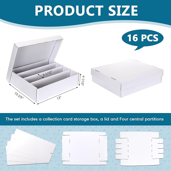 Seajan 16 Pcs 3200 Count Trading Card Storage Box Moisture Sports Card Boxes Bulk for Gaming Cardboard Sorting Collecting - Image 2