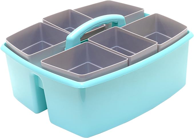 Storex Large Classroom Craft Caddy with Cups, 13 x 11 x 6.575 Inches, Teal, Case of 2 (00984A02C) - Image 3