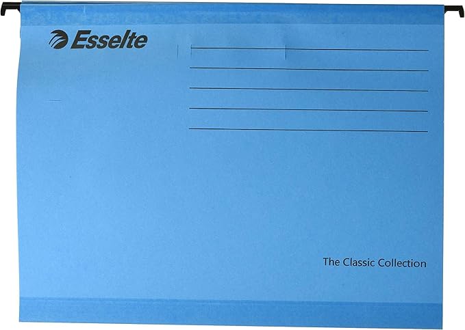 Esselte Classic Reinforced Suspension File, A4, Pack of 25, Tabs Included, Blue, 90311 by Unknown