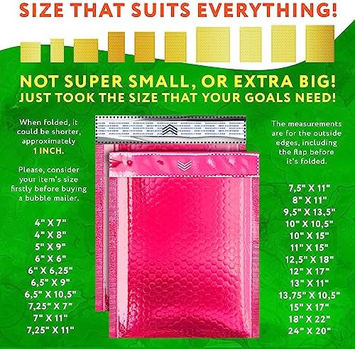 Metallic Bubble Mailers, Hot Pink Glossy Padded Envelopes 4.25 x 7 Inches, Cushion Bubble Shipping Bags, Self Seal Mailing Envelopes, Pack of 600 - Image 4