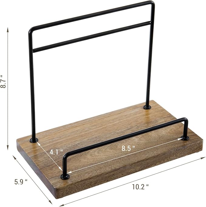MyGift Acacia Wood Cookbook Stand, Black Metal Recipe Book Holder | Premium acacia wood and sturdy metal support recipes, tablets, or cutting boards while cooking, prepping, and baking - Image 6