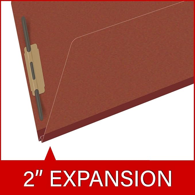 Ecom Folders End Tab Pressboard File Folders | Legal Size 25 Pt Stock with 2" Tyvek Expansion | Full Cut Tabs for Medical Charts, Legal Documents & Office Records | Brick Red, Box of 25 - Image 7