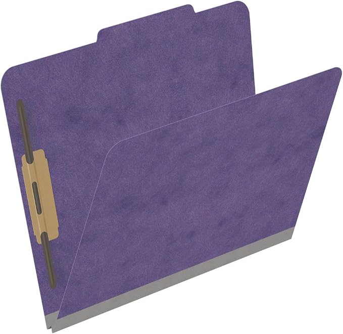 25 Pt. Pressboard Classification Folders, 2/5 Cut ROC Top Tab, Letter Size, No Dividers, Purple (Box of 25) - Image 2