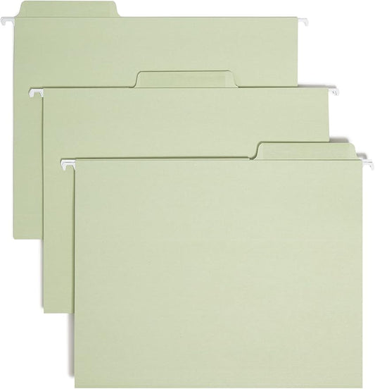 Smead Erasable FasTab Hanging File Folder, 1/3-Cut Built-in Tab, Letter Size, Moss, 20 per Box (64032) by SMEAD