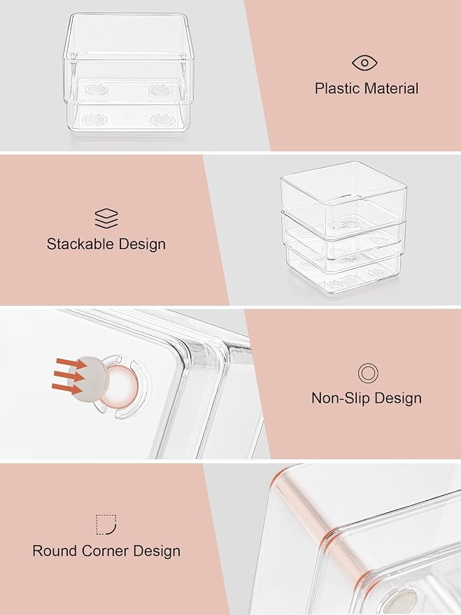 SMARTAKE 37 PCS Drawer Organizer 4 Size Desk Makeup Drawer Organizer Clear | Storage Trays with Non Slip Silicone Pads for Makeup , Jewelries, Utensils in Bedroom Dresser, Office, Kitchen and Bathroom - Image 5