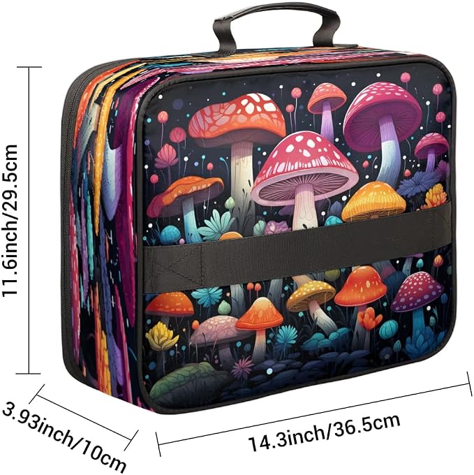 File Organizer Beautiful Mushrooms Document Organizer with Handle Portable File Organizer Bag Home Travel Storage Bags for Files Laptop Certificates - Image 3